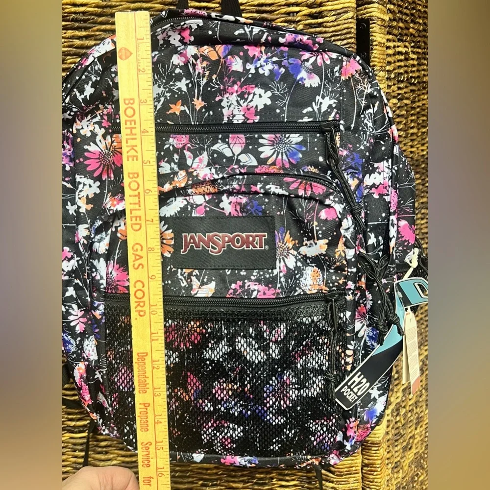 JanSport Black Backpack with Multicolor Floral Design- New with tags‎